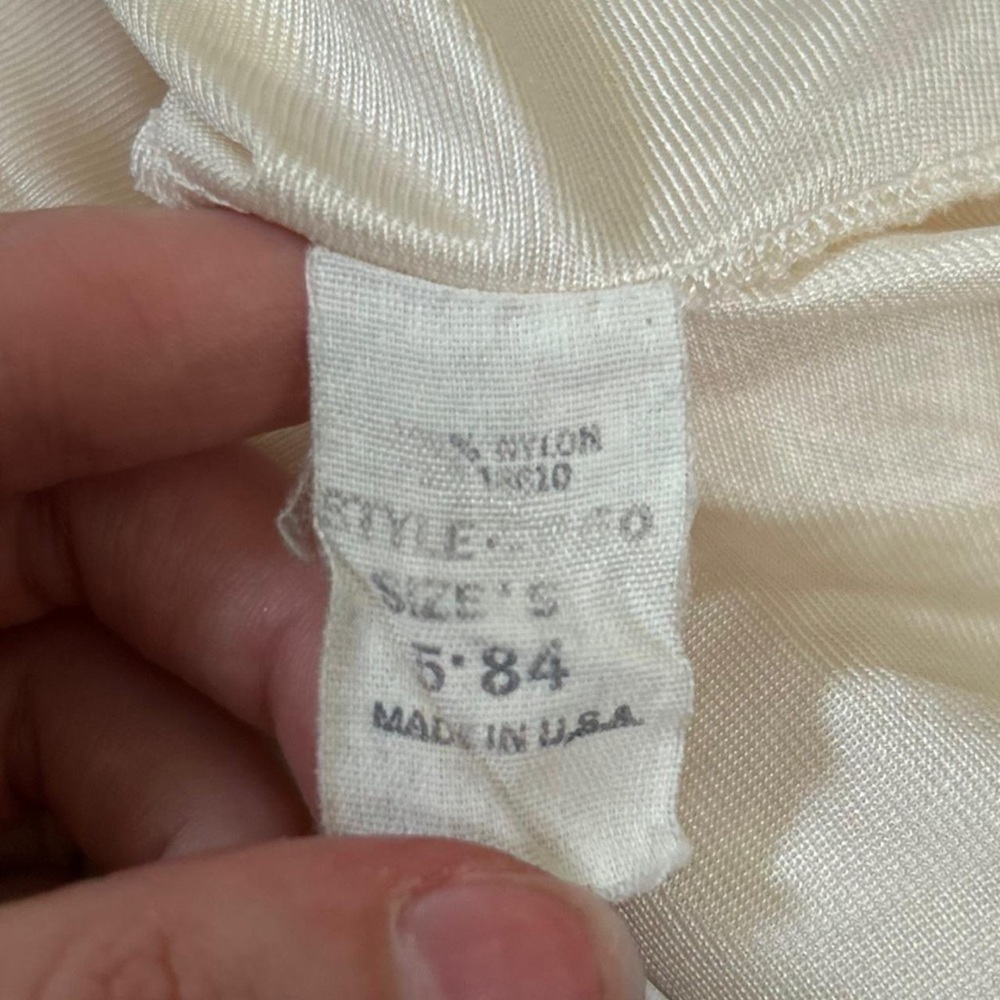 Vintage White / Cream Satin Slip - Size Small - Picture 7 of 8